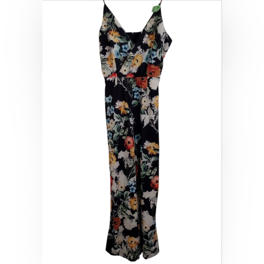 Yumi Kim Anthropologie Roe Floral Black Jumpsuit size XL